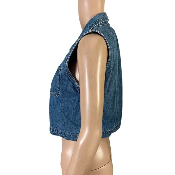 Kathy Ireland Denim Zip Vest Womens Small Blue Jean Sleeveless Jacket Top - Picture 7 of 8